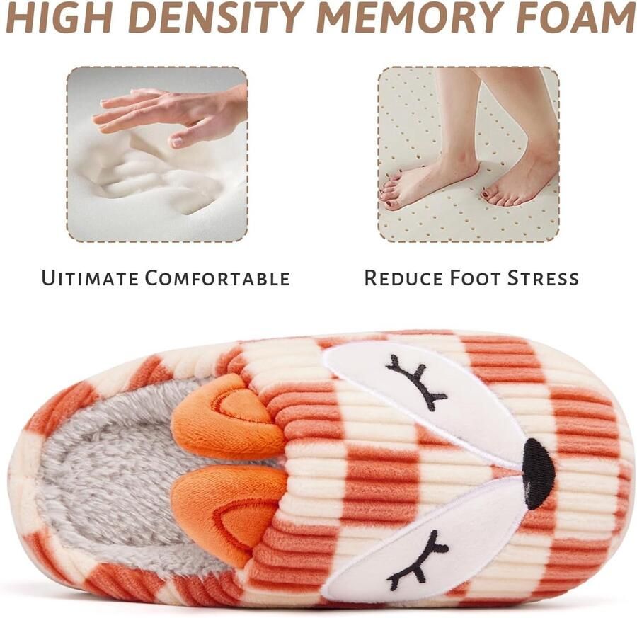 Sloffen Fuzzy Pantoffels Slip op Anti-Slip Zool Winter Warm Slaapkamer Huisslippers Binnen(Oranje Vos 38 39 EU)