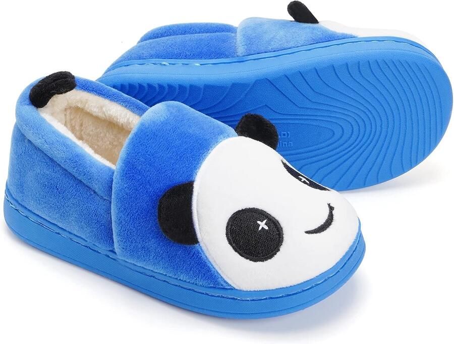 Sloffen Pluche Jongens Katoenen Pantoffels Kinderen Warme Kat Zachte Winter Cartoon Lichtgewicht Antislip Blauw 28-29 EU (Labelgrootte: 200)