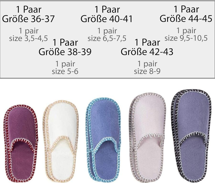 Sloffen set van 5 Pantoffels Hut schoen Vilten pantoffels grijs