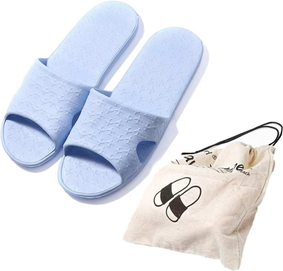 Sloffen voor en Draagbare Opvouwbare Pantoffels met Opbergtas Zacht Comfortabel Antislip Sneldrogend voor Thuis Badkamer Douche Zwem Strandsandalen