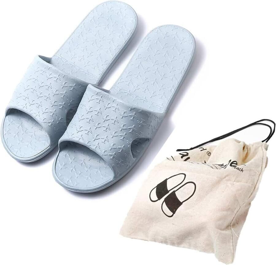 Sloffen voor en Draagbare Opvouwbare Pantoffels met Opbergtas Zacht Comfortabel Antislip Sneldrogend voor Thuis Badkamer Douche Zwem Strandsandalen