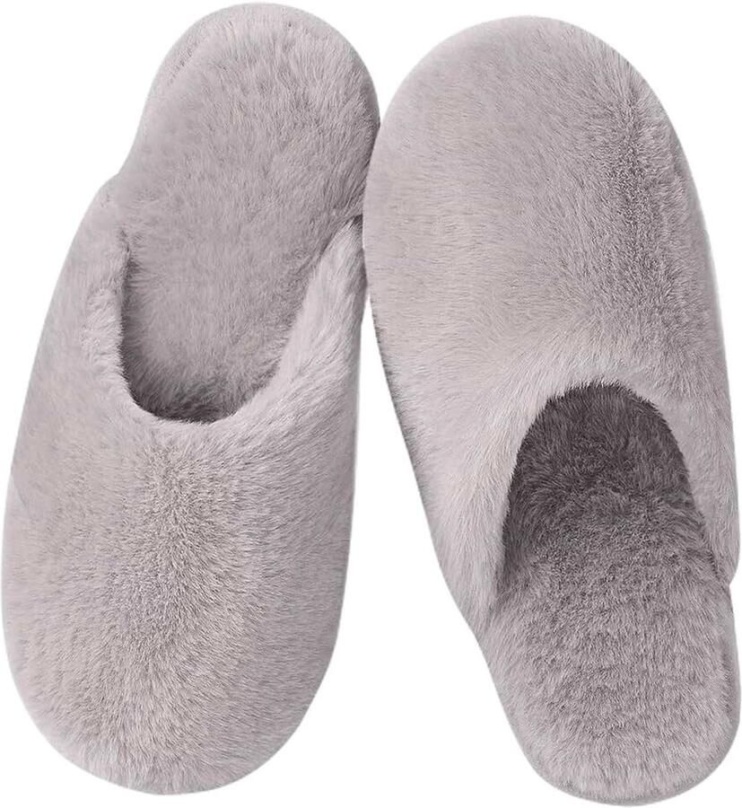 Sloffen Winter Warme Pluche Gezellige Fluffy Pantoffels Gevoerd Zacht Antislip Unisex met Memory Foam Lekker Dik Comfortabel