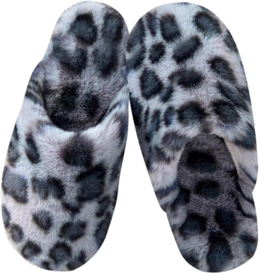 Sloffen Winter Warme Pluche Gezellige Fluffy Pantoffels Gevoerd Zacht Antislip Unisex met Memory Foam Lekker Dik Comfortabel