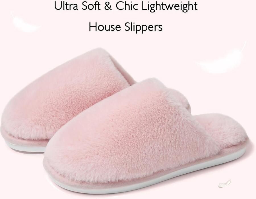 Sloffen Winter Warme Pluche Gezellige Fluffy Pantoffels Gevoerd Zacht Antislip Unisex met Memory Foam Lekker Dik Comfortabel