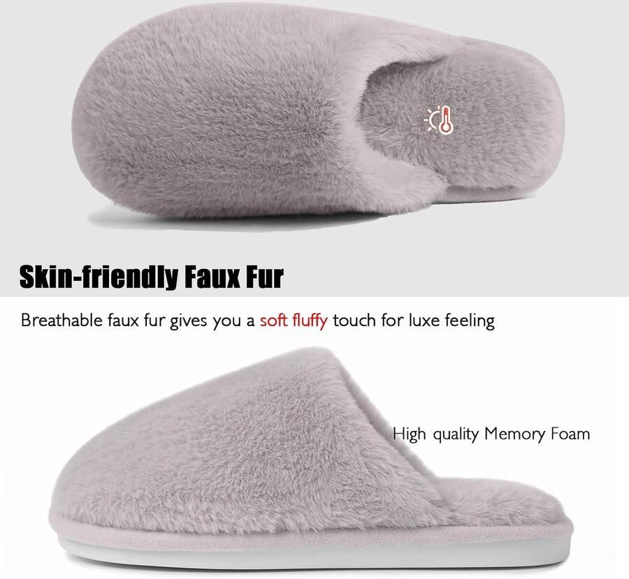 Sloffen Winter Warme Pluche Gezellige Fluffy Pantoffels Gevoerd Zacht Antislip Unisex met Memory Foam Lekker Dik Comfortabel