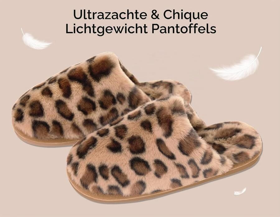 Sloffen Winter Warme Pluche Gezellige Fluffy Pantoffels Gevoerd Zacht Antislip Unisex met Memory Foam Lekker Dik Comfortabel