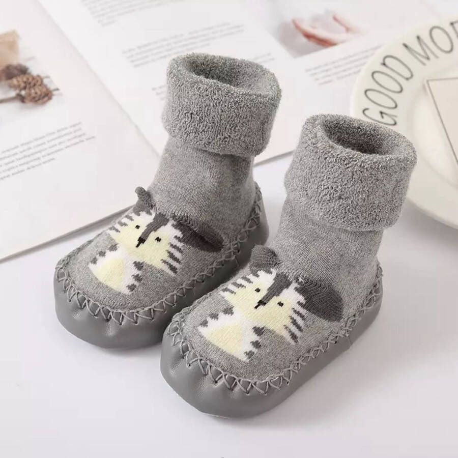 Slofjes Baby Vos Voetlengte 11 CM Anti-Slip Zooltje Kraamcadeautje Unisex 0 tot 6 Maanden - Foto 1