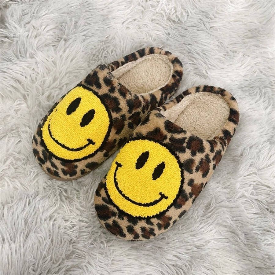 Smiley Pantoffels Smiley Sloffen Pantoffels Sloffen Leopard Bruin - Foto 1