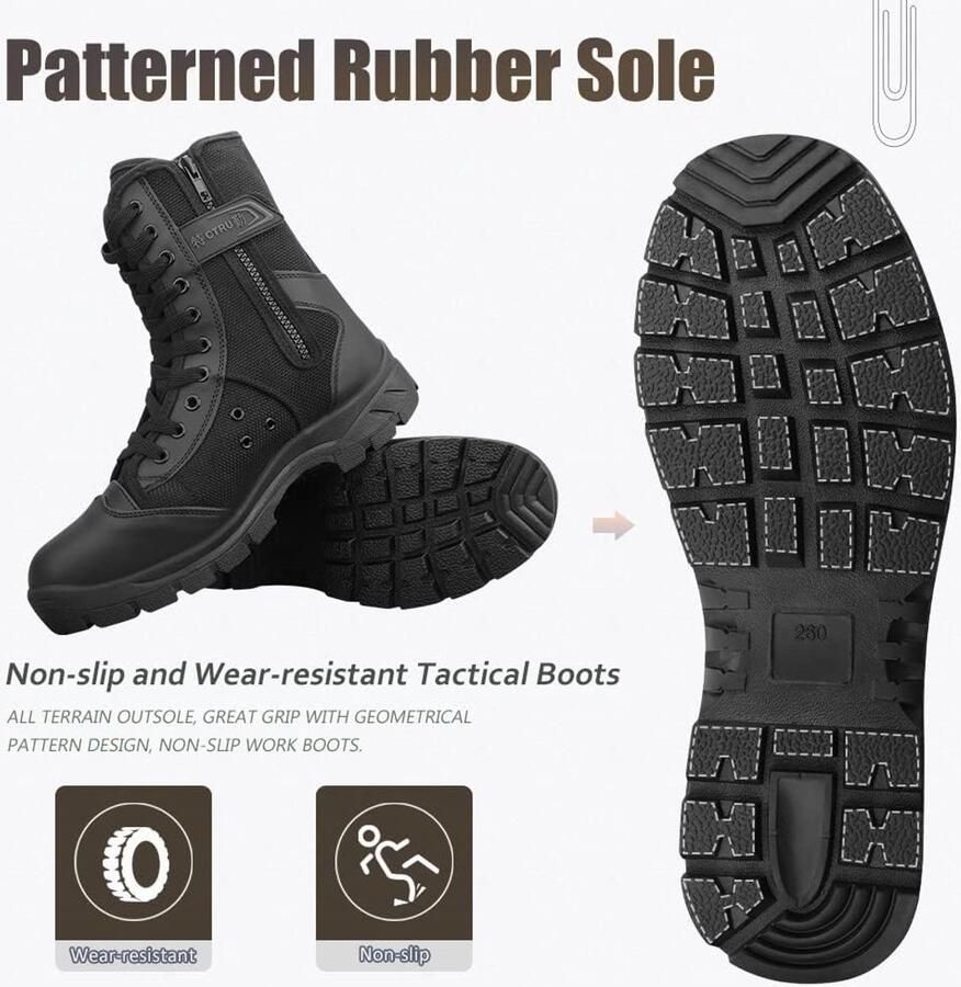 SN-307 Men's Military Boots Black Combat Boots Lace-Up Boots Army Boots Inset Boots Jump Boots Military Shoes ShopVlot