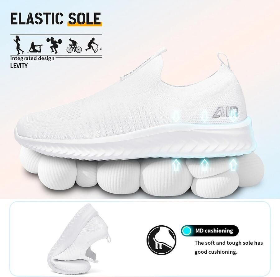 Sneaker dames 41 wit lichtgewicht slipvrije wandelschoen SnelShoppen
