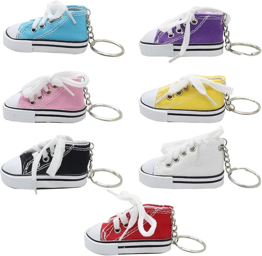 Sneaker sleutelhanger set mini canvas sneakers kleurrijk perfect voor sleutels en tassen ShopVlot