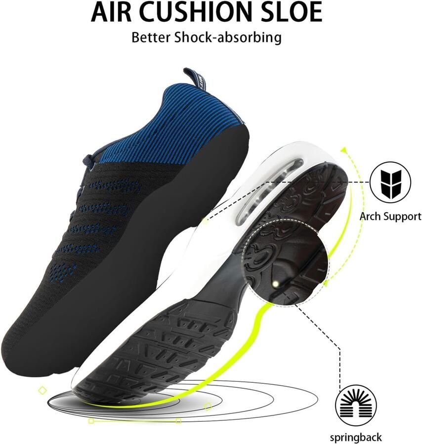 Sneakers Blauw 41 EU Luchtkussen en Schokdempend Voor Heren