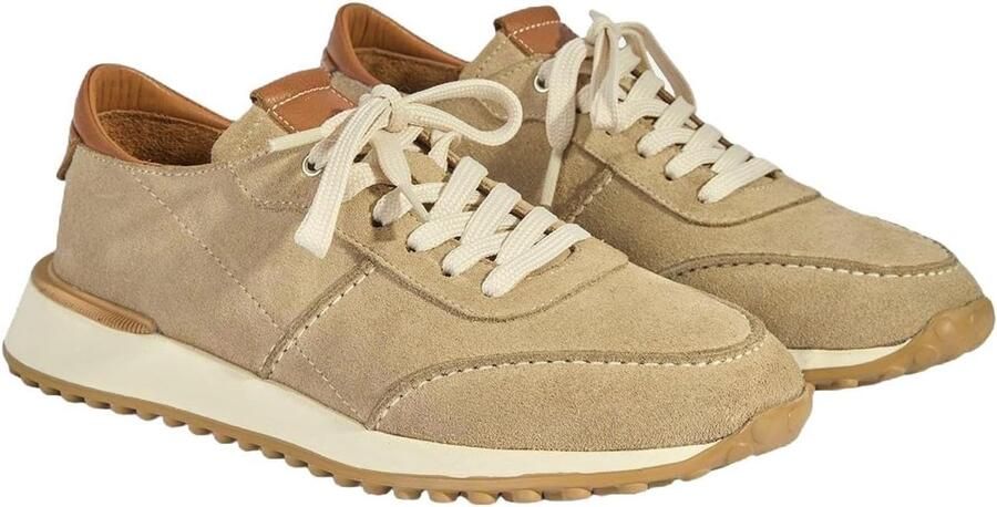 Sneakers bovenkant van suède leren voering elastische veters platte hak ademend