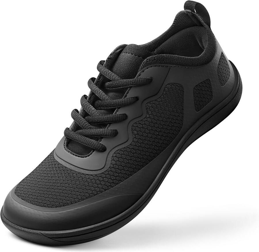 Sneakers Dames Comfortabele Zero Drop Schoenen met Uitneembare Memory Foam Binnenzool voor Dagelijks Gebruik Maat Zwart 41 EU Breed