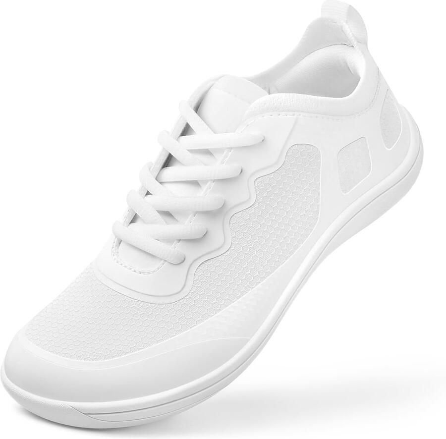 Sneakers Dames Comfortabele Zero Drop Schoenen met Uitneembare Memory Foam Binnenzool voor Dagelijks Gebruik Maat Wit 37 EU Breed