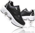 Skateboardschoenen kinderschoenen met wieltjes skateschoenen sportschoenen loopschoenen sneakers met wieltjes voor meisjes en dames - Zwart/Zilver