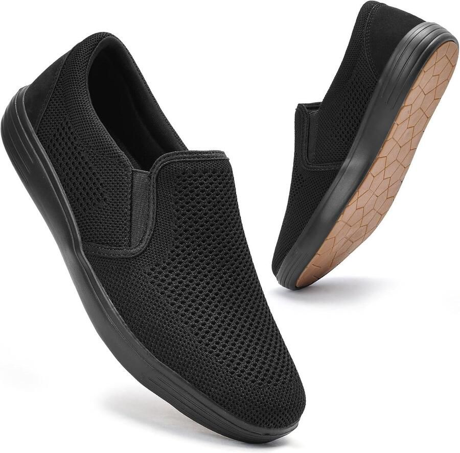 Sneakers Slip-in Lichte vrijetijdsschoenen Ademend Net Handenvrij Platte schoenen 40 EU All Black