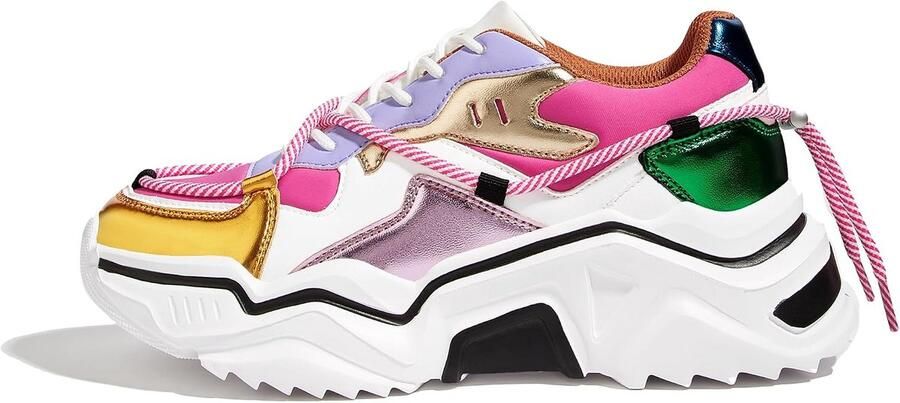 Sneakers voor dames platform retro kleurblok design trendy voor dagelijks gebruik ShopVlot