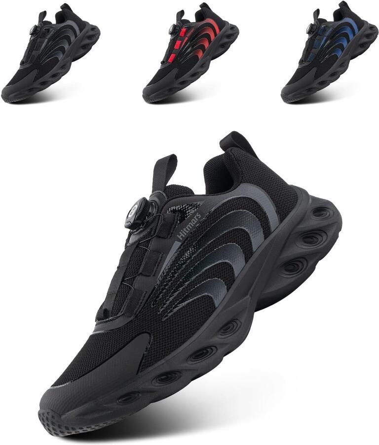 Sneakers voor Heren Zwart 42.5 EU Lichtgewicht Ademend Ontwerp Voor Wandelen en Hardlopen