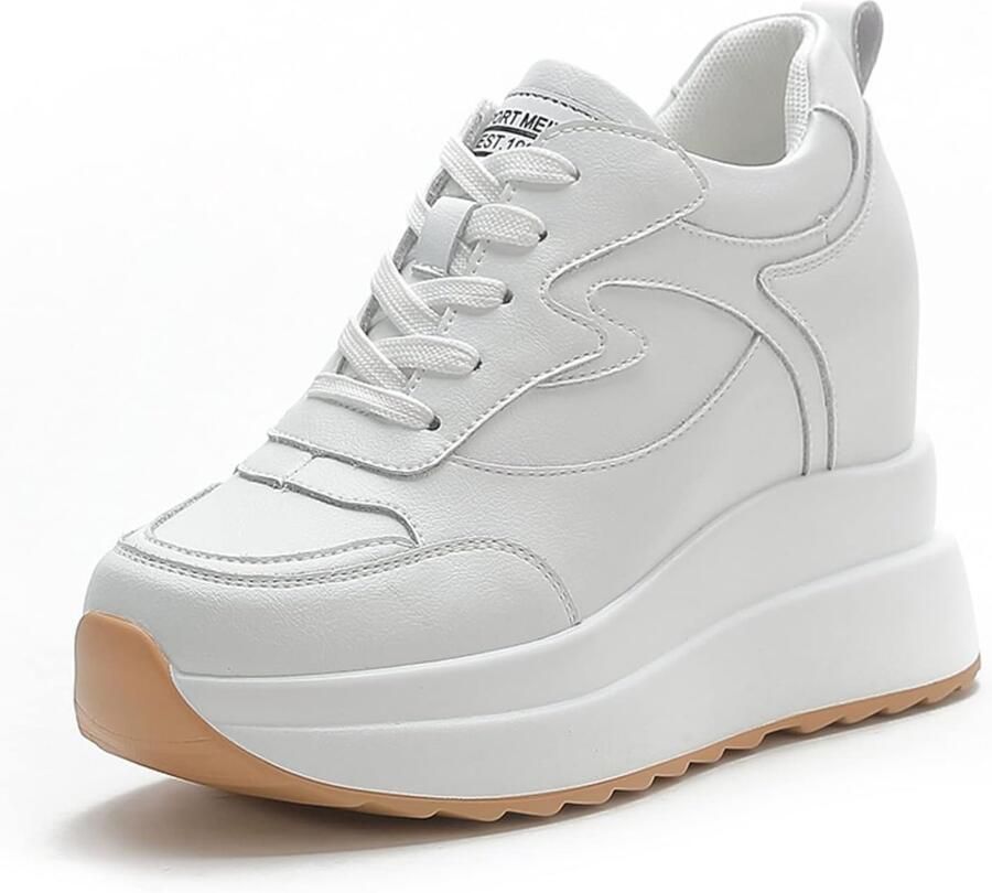 Sneakers wighak binnen elegante platformschoenen met binnenhak modieus leer casual gymschoenen