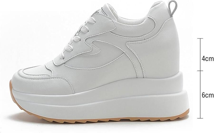 Sneakers wighak binnen elegante platformschoenen met binnenhak modieus leer casual gymschoenen