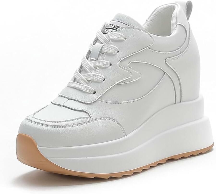 Sneakers wighak binnen elegante platformschoenen met binnenhak modieus leer casual gymschoenen
