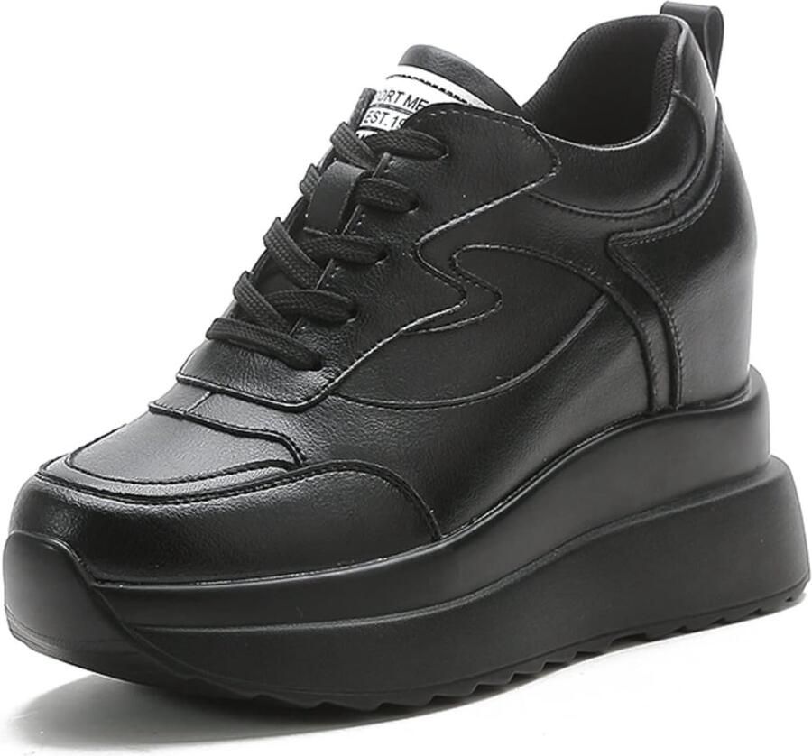 Sneakers wighak binnen elegante platformschoenen met binnenhak modieus leer casual gymschoenen