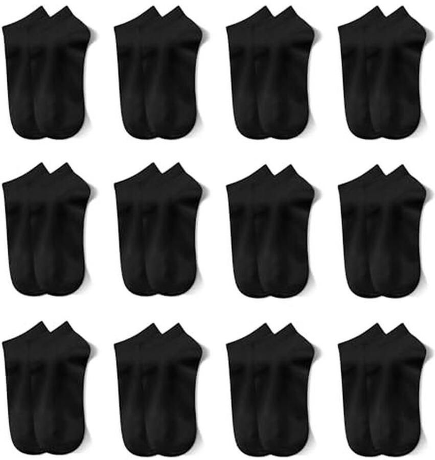 Sneakersokken voor Kinderen 12 Paar Katoenen Sportsokken Uniseks voor en Effen Kleuren Perfect voor Sport en Dagelijks Gebruik