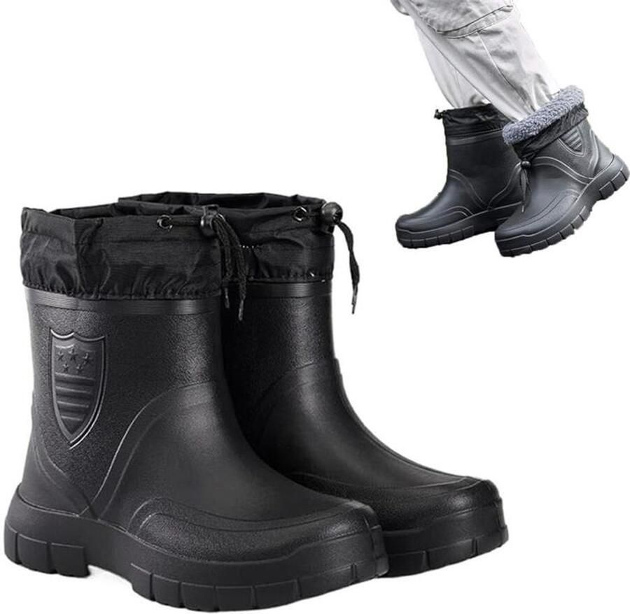 Sneeuwlaarzen regenlaarzen waterdichte en warme sneeuwlaarzen antislip rubberen enkellaarzen met trekkoord met fleecevoering