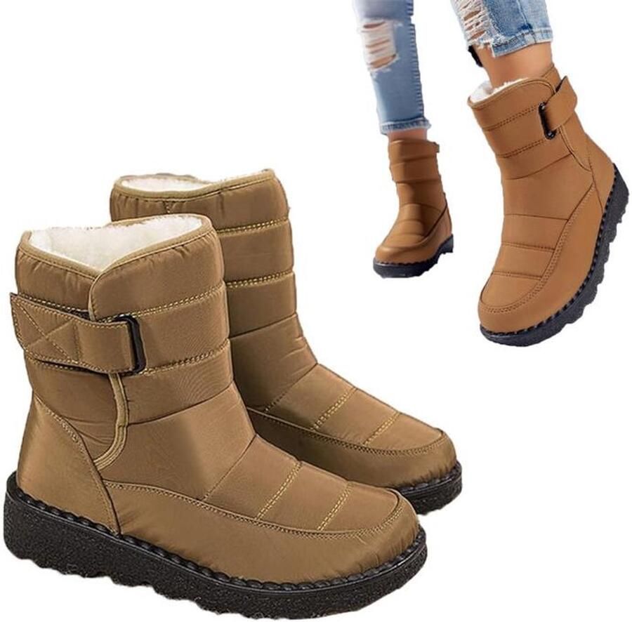 Sneeuwlaarzen Waterdichte en antislip voering Warme winterlaarzen Fluweelvoering Geschikt voor koud weer en buitenactiviteiten Geschikt voor ijzige en besneeuwde ondergronden Winterlaarzen met dikke zool en gespen