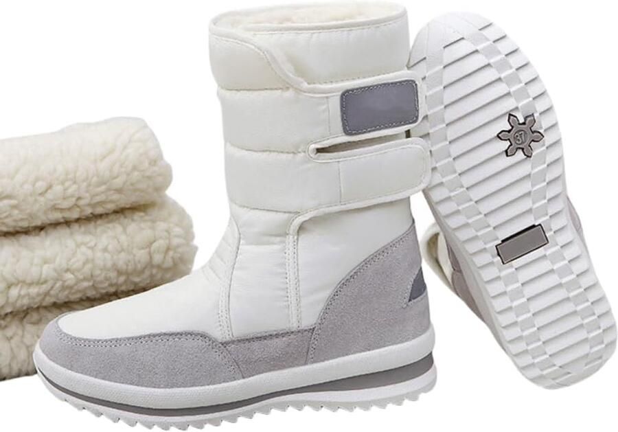 Sneeuwlaarzen Wintersneeuwlaarzen voor dames Waterdichte en antislip voering Warme winterlaarzen Geschikt voor koud weer en buitenactiviteiten Geschikt voor ijzige en besneeuwde wegen Winterlaarzen met dikke zool en gespen