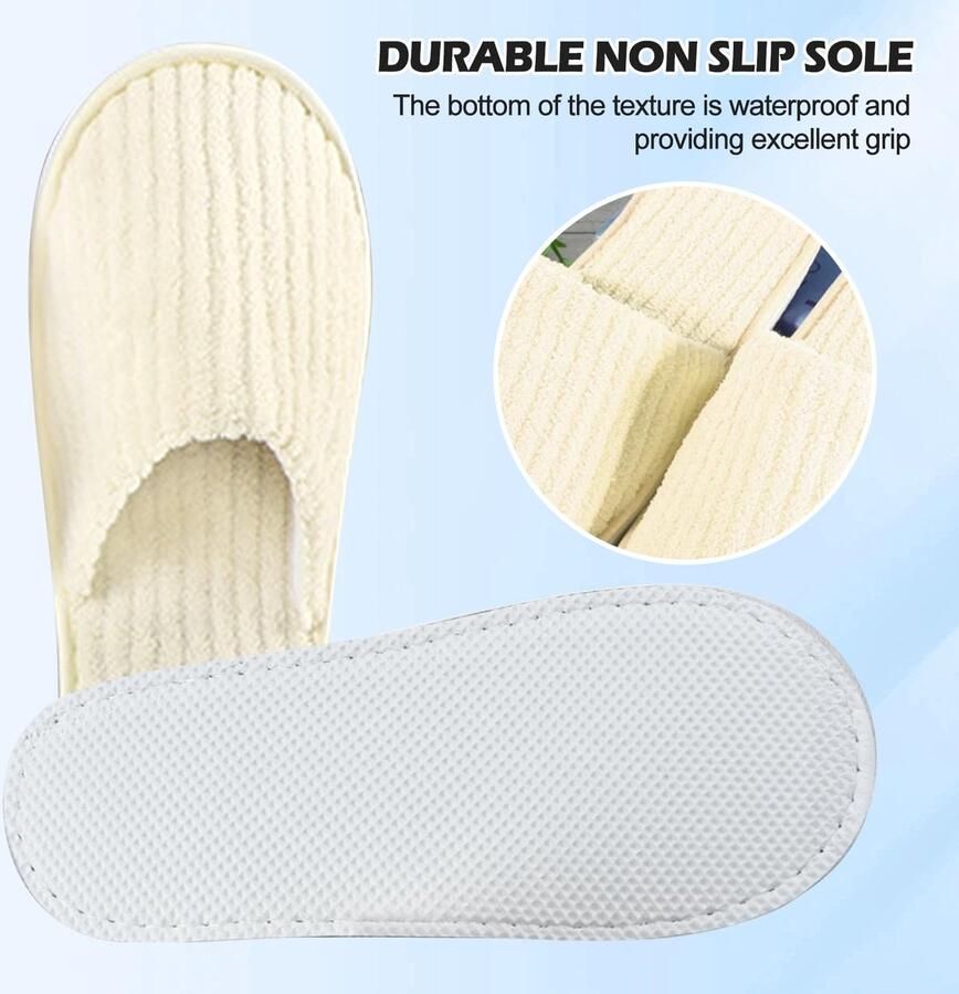 SnelShoppen 10 Paar Gastenpantoffels Hotelslippers Badstof Slippers met Gesloten Tenen Universele Wasbaar Antislip Koraalvlies Spa