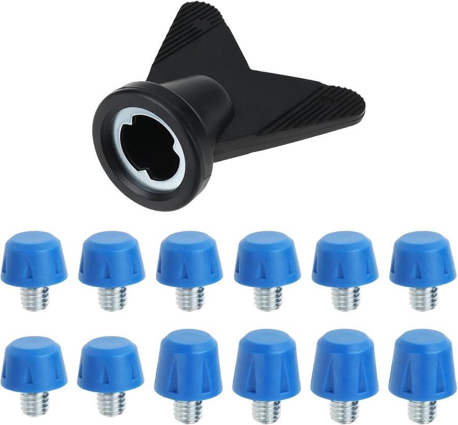 SnelShoppen 12 Stuks M6 Voetbalschoen Spikes met Installer voor Voetbalschoenen Geschikt voor Gras en Kunstgras 8mm en 10mm