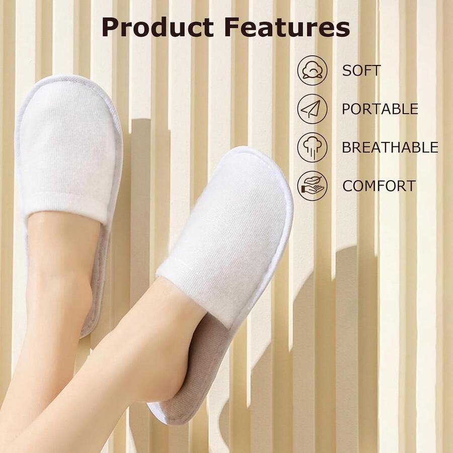 SnelShoppen 12 20 50 Paar Wegwerpslippers Antislip Draagbaar Voor Hotel Spa Thuis Beige