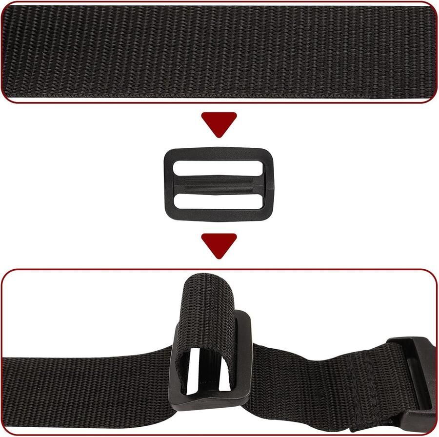SnelShoppen 16 Yards x 1.5 Inch Nylon Webbing Stevige Webbing met Platte Ontgrendelingsgespen en Tri-Glide Slides Rugzakriem Bagagestrik voor Doe