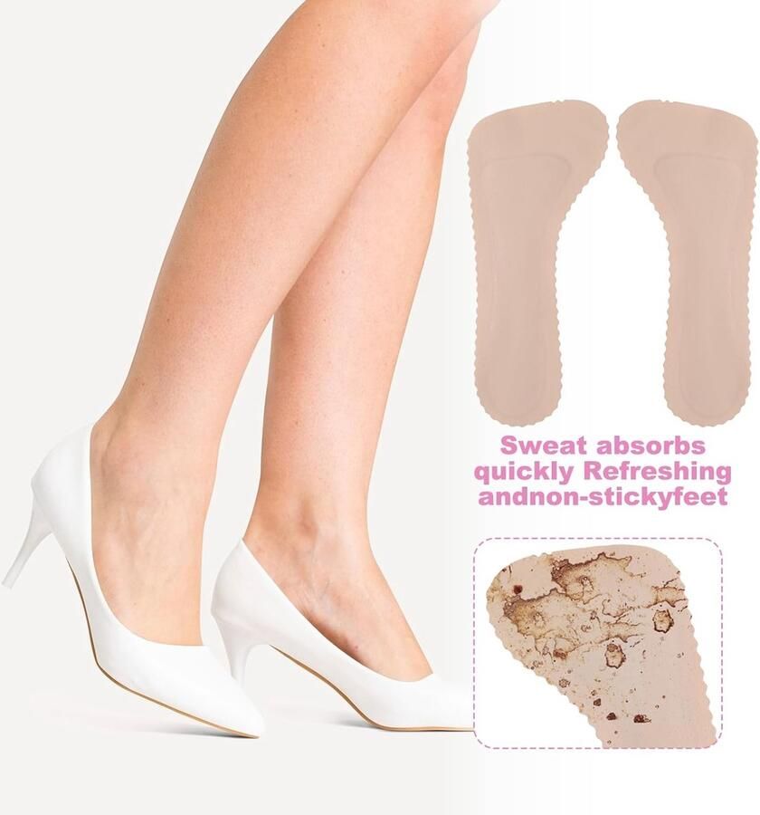 SnelShoppen 2 Paar Antislip Zolen Onzichtbaar Zelfklevend Ademend en Zacht Voor Vrouwen Ballerina's Huidkl Stuks