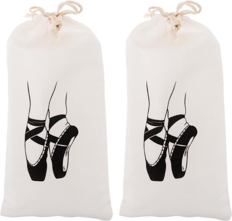 SnelShoppen 2 Stuks Kinderen Balletschoenen Klassieke Dansschoenen voor Vrouwen Witte Treksluiting Ballettassen Wit 26.50X13.50X Opbergr