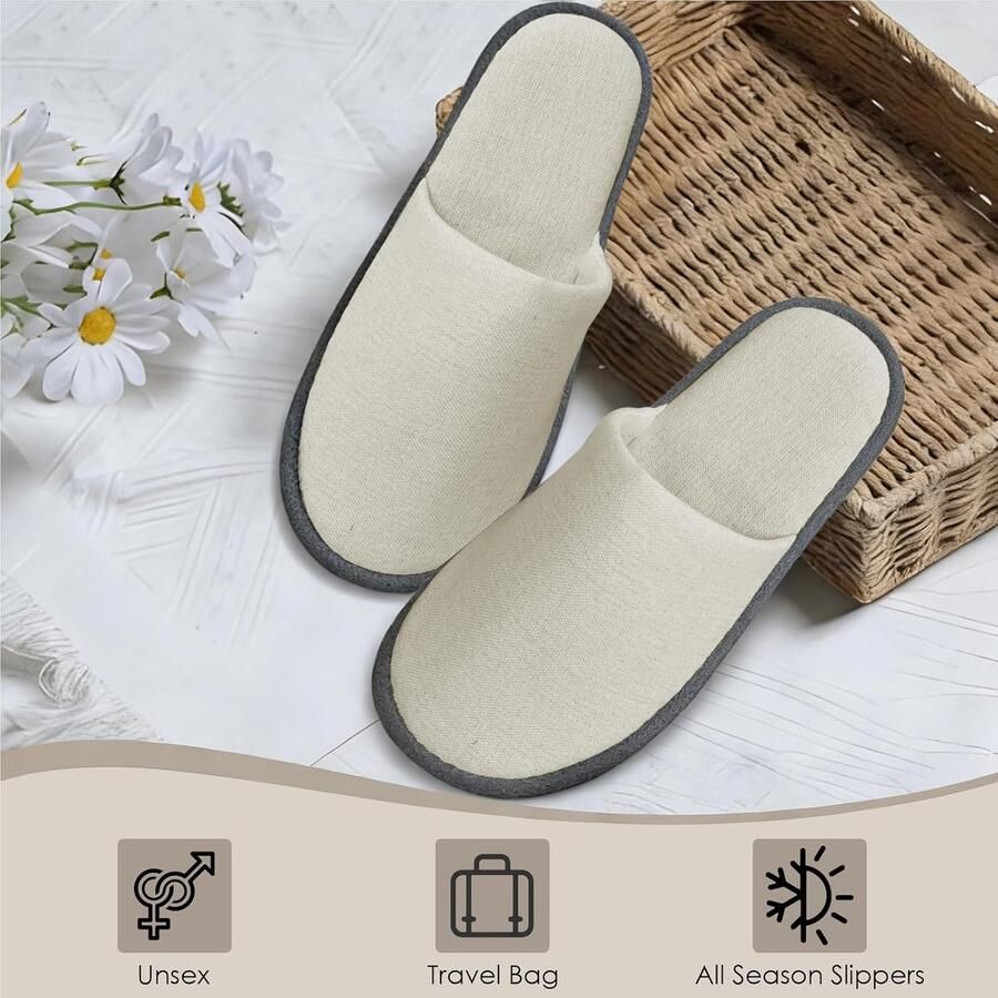 SnelShoppen 30 Paar Wegwerpslippers Antislip Hotel Slippers Wegwerpslippers voor Spa Zachte Katoenen Slippers voor Thuis Hotel Reizen Feest