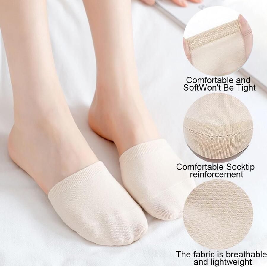 SnelShoppen 4 paar dames halfsokken onzichtbaar antislip voetbescherming ademend slingback sokken halve hakken voor dames en meisjes ballerina