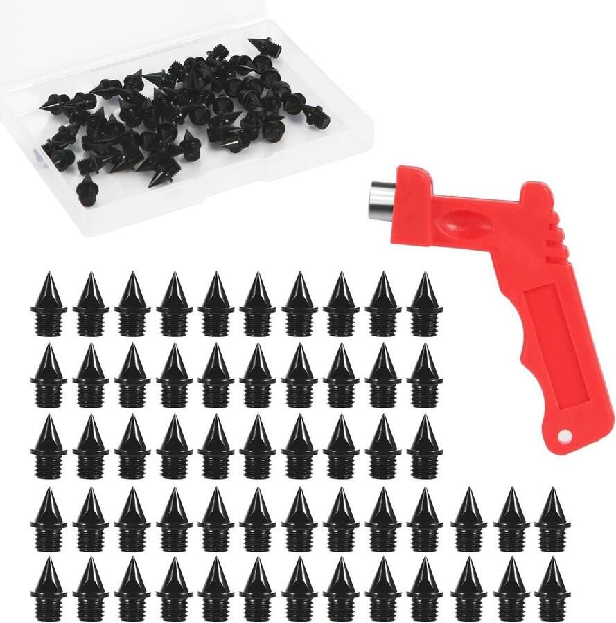 SnelShoppen 56 Stuks Track Schoenspikes van Koolstofstaal 6.35mm Lichtere Hardloopspikes met Spike Sleutel Piramide Schoenspikes voor Sport Schoen