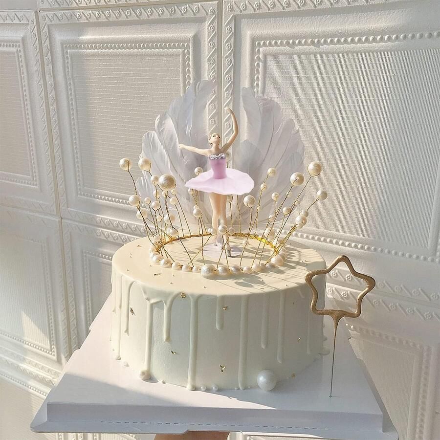 SnelShoppen 5Pcs Ballerina Taartdecoratie voor Verjaardag Ballerina Figuren voor Cupcakes Feestdecoratie voor Meisjes Bruiloft en Verjaardagspar