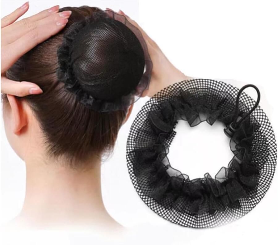 SnelShoppen 6 Stuks Herbruikbare Elastische Haarnetten Set voor Ballerina Danseres Verpleegkundige Zwart Stretch Ademend Haaraccessoires voor
