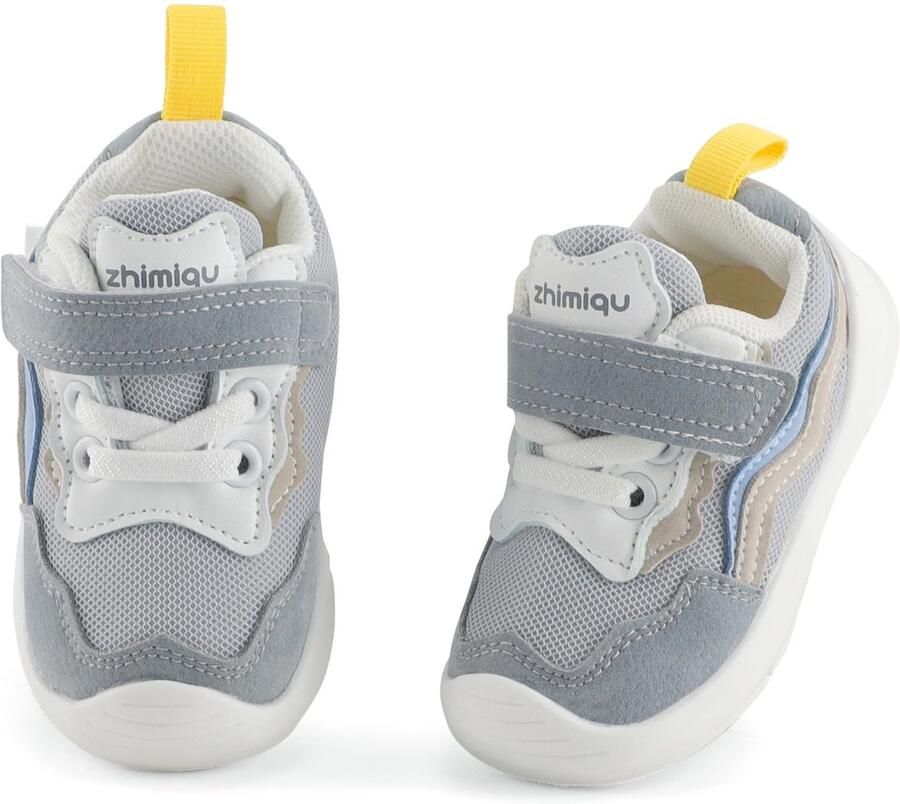 SnelShoppen Ademend Eerste Babyschoentjes Jongens Grijze Kleuters Sneakers met Antislip Rubberen Zool (CN 20) voor Feest en Speelplezier