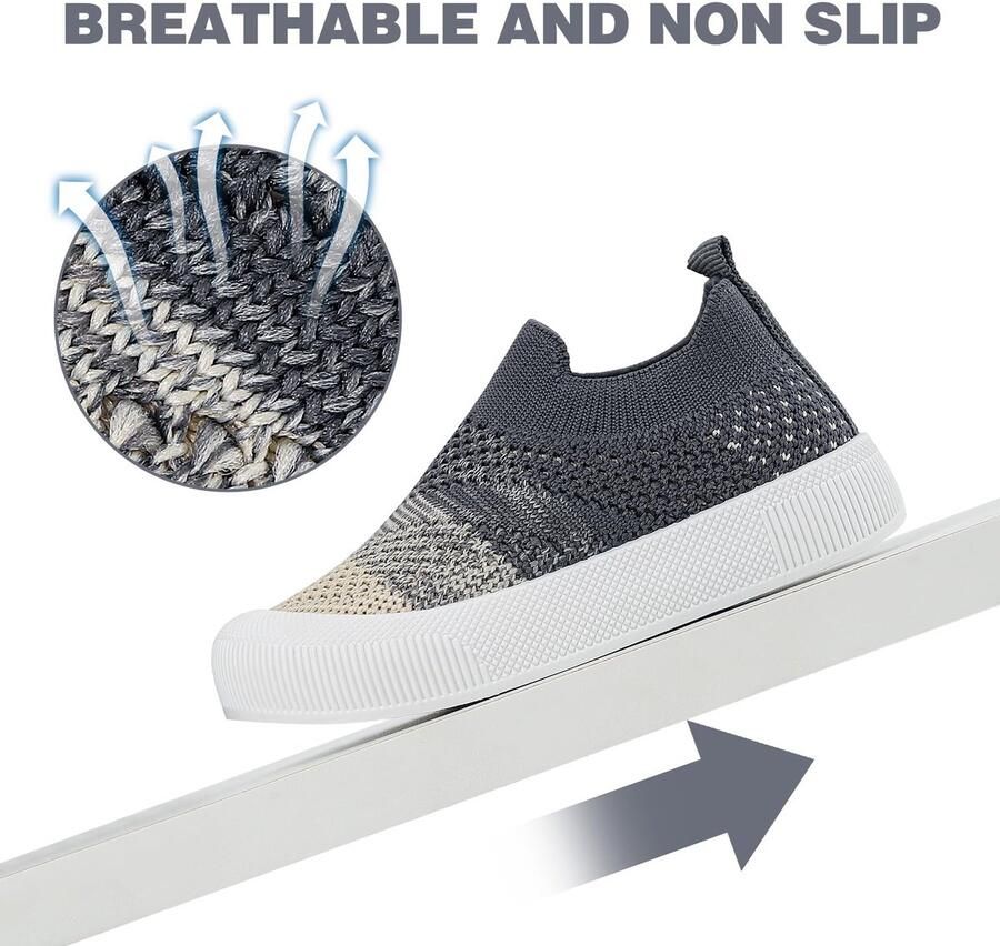 SnelShoppen Ade d Mesh Babyschoenen voor Eerste Stap Antislip Rubber Zool Grijs EU Voor en Ideaal voor Buitenspele