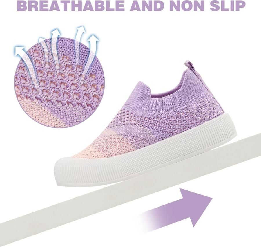 SnelShoppen Ade d Mesh Babyschoenen voor Eerste Stap Antislip Rubberzool Paars EU Voor en Ideaal voor Binnen