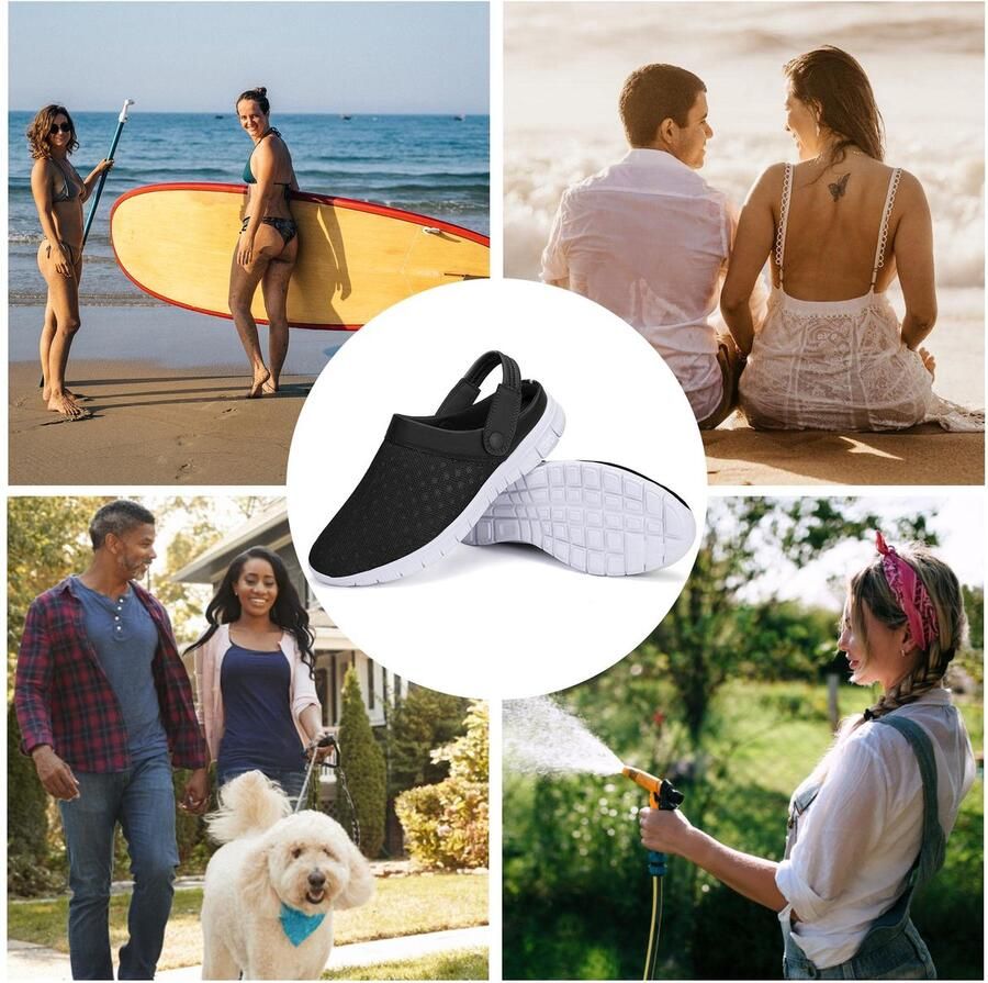 SnelShoppen Ade d uniseks strandschoenen netstof sandalen Zwart EU voor strand vakantie wandelen outdoor zomeractiviteit