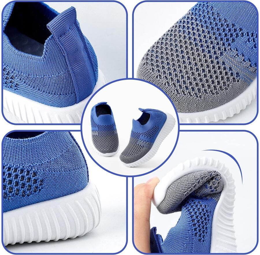 SnelShoppen Ade de Babyschoenen voor Kinderen Lichtgewicht Loopschoenen met Antislipzool EU Blauw Perfect voor Binnen en Buiten