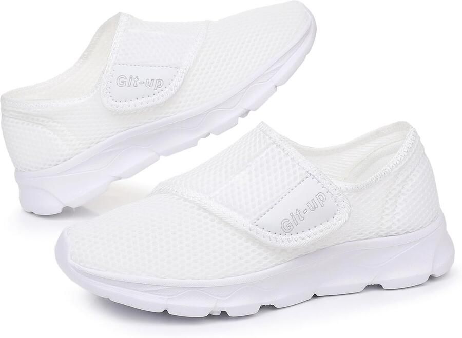 SnelShoppen Ademende mesh brede loopschoenen dames Verstelbare sneakers voor vrouwen Geschikt voor zwellingen plantaire fasciitis diabetes A