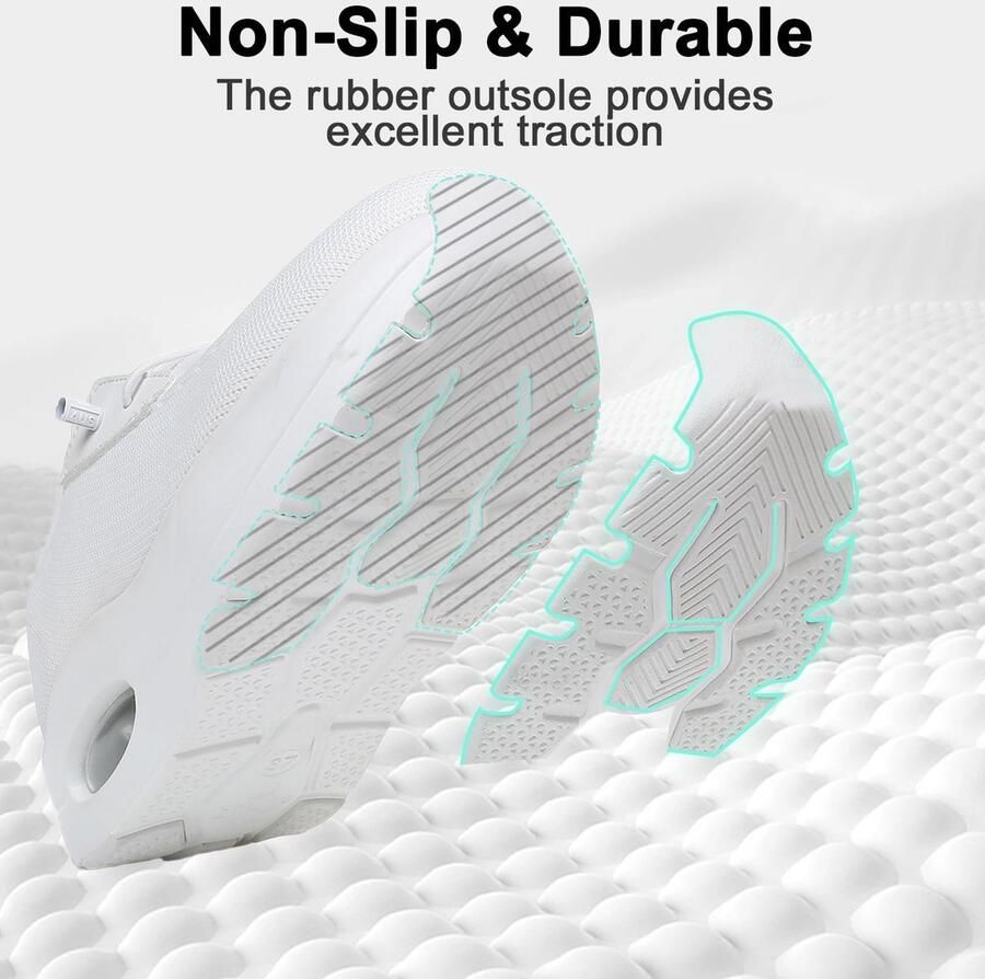 SnelShoppen Ademende Mesh Wandelschoenen Dames met Elastische Riem Lichte Luchtkussen Sneakers voor Fitness Joggen EU Wit