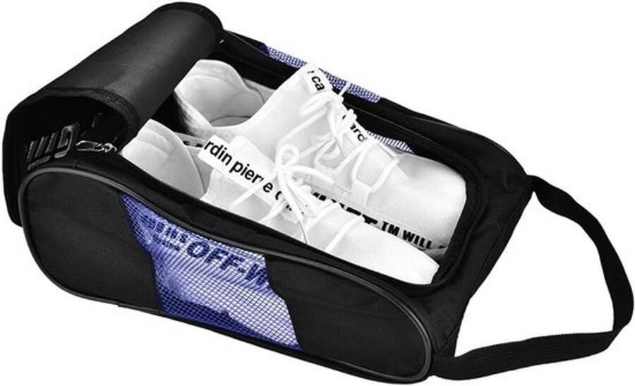 SnelShoppen Ade de tas met rits voor golfschoenen Sporttas voor schoenen Opbergzak voor golfschoenen 2 zwart en blauw Ideaal voor sneakers Vo